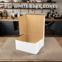Lot de 250 boîtes à gâteaux rigides blanches standard 5,5 x 4 x 3 en carton ondulé avec coins renforcés, boîtes à desserts jetables pour boulangerie