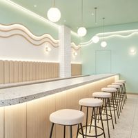 Vitrine de présentation de crèmes glacées, yaourts, jus et bubble tea avec éclairage LED, haute qualité, moderne, écologique, sur mesure pour les commerces