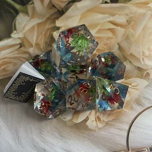Dés en résine polyédrique frais jeu de société personnalisé RPG Dungeons & Dragons ensemble de dés de fleurs à plusieurs chiffres - Product Image 4