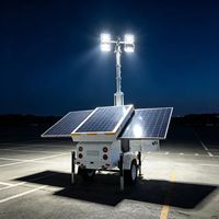 Générateur diesel haute efficacité, tour d'éclairage solaire LED monocristallin 6,5M/7M/9M, mât hydraulique portable pour route et jardin