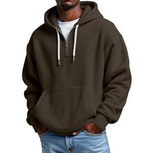 Sweat-shirt à capuche personnalisé pour homme, en maille gaufrée, à manches longues, décontracté, avec cordon de serrage - Product Image 6