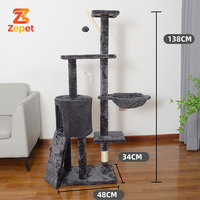 Nouvelle Conception Arbre à Chat en Bois Naturel et Sisal Grande Tour d'Escalade du Sol au Plafond pour Chat