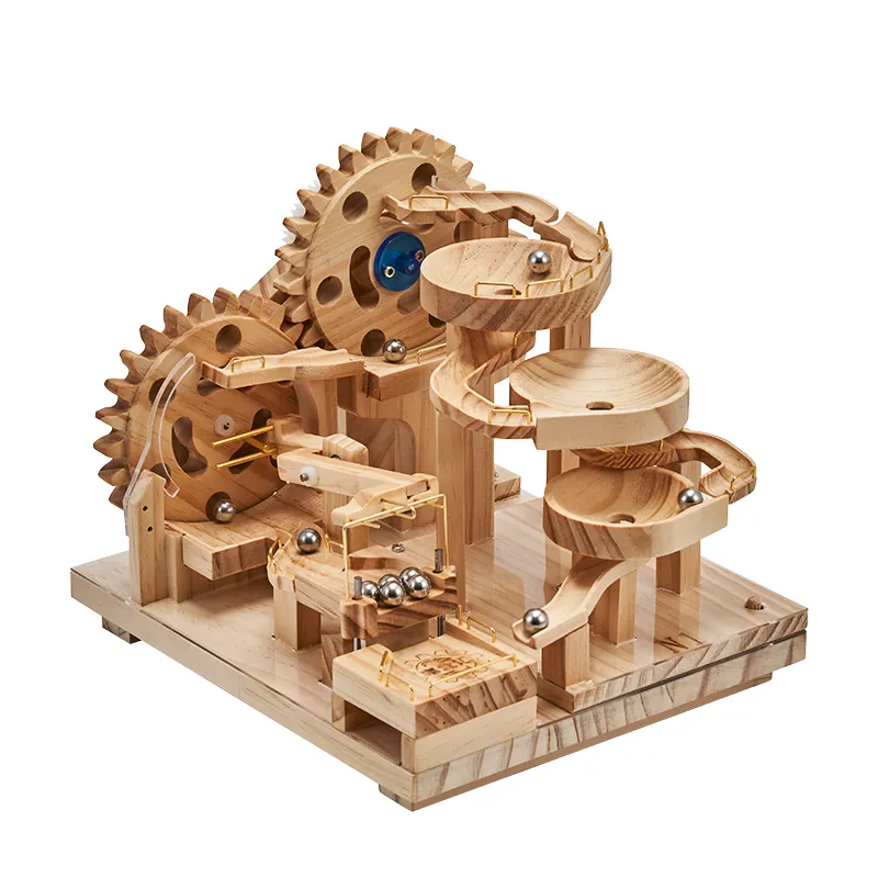 STEMキッズウッドトラックレンガセット組み立て木製大理石ランビルディングブロック教育玩具