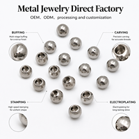 Perles rondes demi-trou en acier inoxydable pour bijoux DIY, dimensions personnalisées OEM, composant d'espacement plaqué, personnalisable ODM