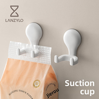 LANZYLO ODM Ventouse ABS Modèle 71858 Crochet sans perçage pour porte de salle de bain et toilettes, fixation puissante sans trace, grand rangement adhésif
