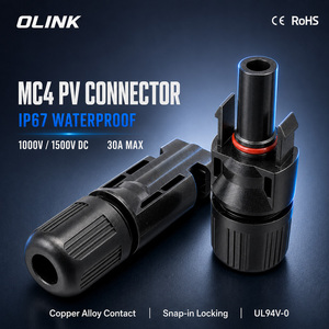 ขั้วต่อแผงโซลาร์เซลล์ทองแดง OLINK OL-PV-<span class=keywords><strong>M</strong></span> ป้องกันน้ำ IP67 รองรับแรงดันไฟฟ้า 1000V 1500V DC 30A แบบตัวผู้และตัวเมีย ใช้ร่วมกับ <span class=keywords><strong>MC</strong></span> 4 ได้ - Product Image 1
