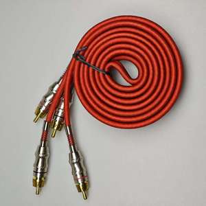 สาย RCA สำหรับเครื่องเสียงรถยนต์ สายเชื่อมต่อเสียงสเตอริโอ RCA แบบมีฉนวนหุ้ม ขั้วต่อชุบนิกเกิล สำหรับเครื่องขยายเสียงรถยนต์ ระบบสเตอริโอ - Product Image 1