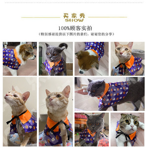 NAMSAN Cape d'Halloween pour animaux de compagnie, motif citrouille et crâne violet, costume décoratif d'automne pour chiens et chats - Product Image 3