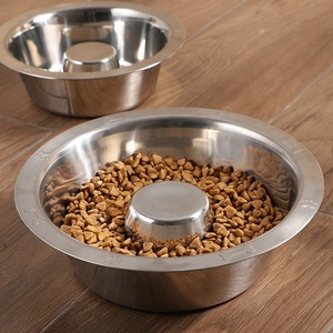 Conteneur de nourriture pour chiot en acier inoxydable de qualité supérieure, moderne, luxueux et durable, pour sevrage, argenté, à alimentation lente, solide - Product Image 1
