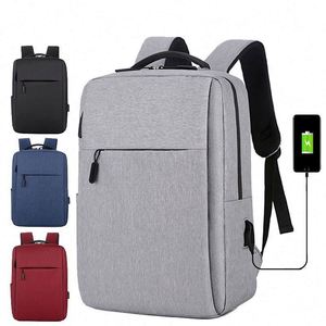 K1102 Nuevos Estilos USB Poliéster Unisex Viaje Simple Negocios Casual Mochila para Portátil - Product Image 1