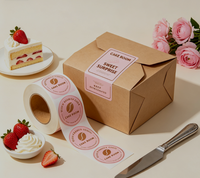 Rouleaux d'autocollants adhésifs en vinyle imperméables avec logo personnalisé pour l'emballage de boulangerie, de pain, de gâteaux, étiquettes d'étanchéité alimentaire pour papier kraft