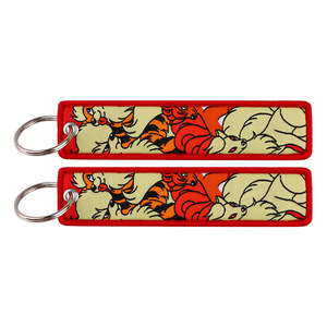 Großhandel klassische japanische Comic-Tasche Monster Stickerei gewebte Jet Tags Ring <span class=keywords><strong>Anime</strong></span> Lanyard Stoff Schlüssel bund Schlüssel anhänger - Product Image 4