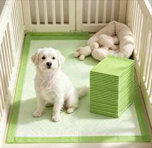 Ventes en gros de coussinets absorbants pour chiens jetables verts, 6 couches, anti-fuites, écologiques, haute absorption, plusieurs tailles - Product Image 1