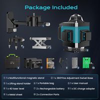 OEM Niveau laser croisé 16 lignes 3604d à lumière verte, auto-nivelant, avec batterie rechargeable, pour niveaux verticaux et horizontaux, sur trépied, robuste pour la construction