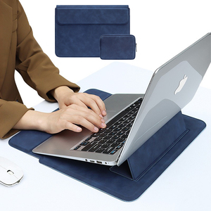 France Design Portable Lightweight 13-14 Inch MacBook Laptop Sleeve Case Waterproof PU Leather with Stand Accessory <b>Pouch</b> - Product Image 6