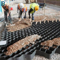 Géocell en HDPE texturé nid d'abeille de l'usine chinoise BinBo, structure de renforcement du sol en PP, protection des rivières en extérieur, modèle 3D