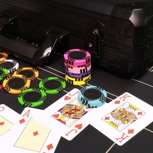 Jetons de poker rayure de couleur composite en argile vierge de 14g en gros 12 autocollants de logo solides personnalisés et dénomination pour <span class=keywords><strong>jeu</strong></span> de <span class=keywords><strong>casino</strong></span> - Product Image 6
