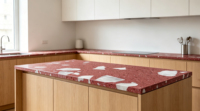 Dalles de terrazzo modernes de 8 mm d'épaisseur, écologiques, durables, légères, de couleur rouge, pour les murs intérieurs et les sols des hôtels et des écoles