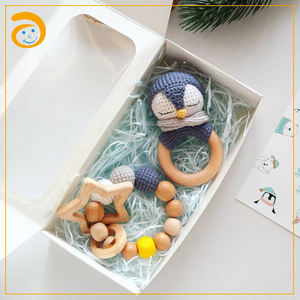 <span class=keywords><strong>Penguin</strong></span> Crochet Bambino di Cura Bracciali di Legno Massaggiagengive Silicone Ciuccio Succhietto Clip Sensoriale Giocattoli Dentizione Del Bambino Per Il Regalo - Product Image 4