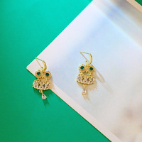 Joyería de moda Pendientes Chapado en oro 18K Joyería para mujer Zirconia Pendientes de aro Animal Búho Pendientes