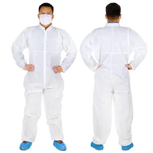 安全作業服使い捨てカバーオールPPホワイトクリーンルーム不織布帯電防止スプレー耐性防塵