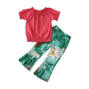New Arrival Girls Clothes Set Summer Baby Girl Clothes off Shoulder Top+ Ruffle Flower Pants Kid Girls Clothing Set - Product Image 4