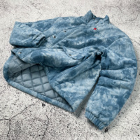 Veste matelassée réversible en velours côtelé épais vintage avec logo brodé personnalisé, col montant zippé, poids lourd, pour l'hiver