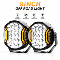 Projecteur LED 12V robuste pour camion, sans éblouissement, avec DRL dynamique blanc/ambre, 9 pouces, pour tout-terrain