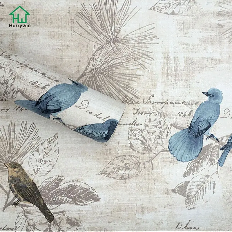 Classique peler et coller papier peint 3d oiseau avec arbre papier peint design mural pour intérieur salon bricolage