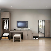 Ensemble de mobilier de chambre d'hôtel pour l'Afrique, lit King/Queen, table de chevet, armoire, chambre complète, MOQ 5 ensembles, usine OEM ODM