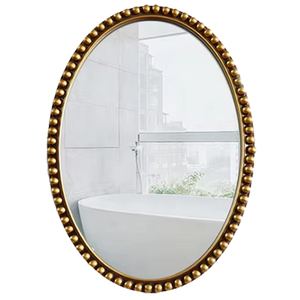 Miroir mural <span class=keywords><strong>rond</strong></span> ou ovale en or antique, design en plastique, style Art déco pour une suspension élégante - Product Image 1
