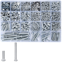 Kit d'assortiment de vis et d'écrous à tête cylindrique galvanisés en fer, 1080 pièces, M3/M4/M5/M6, Grade 4.8/6.8, pour bricolage et différentes tailles