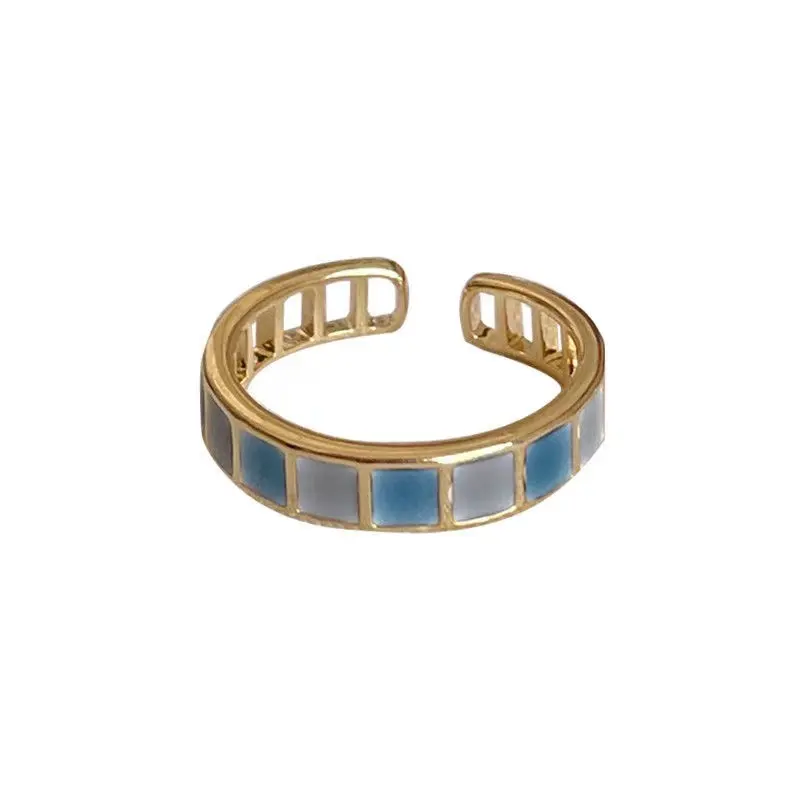 Elegant Emerald White Rings Set for Women Vintage Crystal Geometric Finger Ring Fashion Jewelry