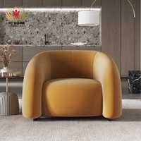 HJ HOME Chaises d'appoint simples nordiques pour hôtel Chaise de salon Canapé Chambre à coucher Balcon Salle de lecture Chaise paresseuse en velours jaune