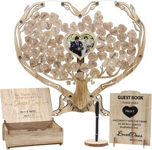 Libro de Visitas de Madera para Boda, Decoración Rústica Alternativa al Libro de Visitas Tradicional - Product Image 1
