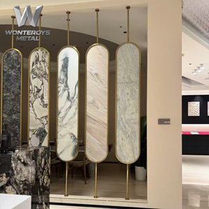 Paravent de <span class=keywords><strong>séparation</strong></span> de pièce moderne de luxe en métal doré découpé au laser, cloison en acier inoxydable pour <span class=keywords><strong>salon</strong></span>, chambre, hôtel, restaurant - Product Image 2