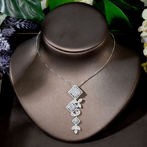 HIBRIDE Set perhiasan Afrika mewah liontin rantai Tautan baru untuk wanita Aksesori pesta pernikahan kerah mujer moda 2021 N-462 - Product Image 4