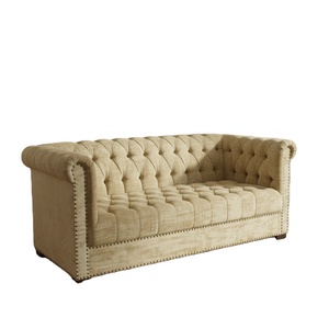 <span class=keywords><strong>Canapé</strong></span> en tissu moderne classique beige, capitonné à la main, en velours doux, avec détails rivetés, grand meuble de salon - Product Image 1