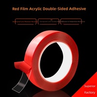 Ruban adhésif double face en acrylique transparent, résistant aux hautes températures, imperméable, pour l'automobile, film rouge, adhésif acrylique, vente en gros