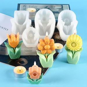 Hot Sale <b>Silicone</b> Candle Molds DIY Sunflower Soy Wax Candle Making <b>Tool</b> Wholesale Luxury Home Decor 3D Scented Candle Molds - Product Image 2