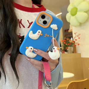 Đáng Yêu 3D Trắng Đám Mây Và Vịt Phim Hoạt Hình Điện Thoại Di Động Phụ Kiện <span class=keywords><strong>Silicon</strong></span> Trường Hợp Đối Với iPhone 17 16 15 Pro Max Silicone Trường Hợp Bìa - Product Image 1