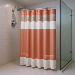 Cortina de ducha de seda sintética, diseño minimalista moderno, impresión digital, accesorio de baño, elegante, duradero, sin ganchos - Product Image 2