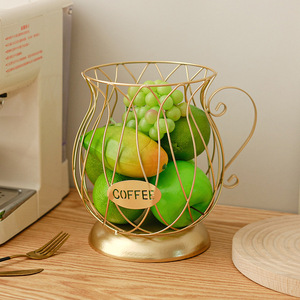 Coffee Pod Holder Iron Wire Mesh <b>Basket</b> Gold Black For Coffee <b>Storage</b> Simple Style - Product Image 3