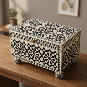 Caja grande de joyería de hueso tallada a mano, caja decorativa para guardar joyas, caja organizadora de joyas de calidad para el hogar, caja organizadora de joyas para mesa. - Product Image 2