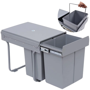 Sliding Plastic Storage Box Trash Can Pull Out Built in <strong>Double</strong> Waste <strong>Bins</strong> <strong>for</strong> <strong>Kitchen</strong> Restaurant - Product Image 3
