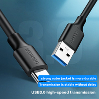 Cable USB 3.0 UGREEN US184 de PVC, 3A, Carga Rápida, USB A a USB C, Cable de Transmisión de Datos de Alta Velocidad para PC, Laptop y Móvil