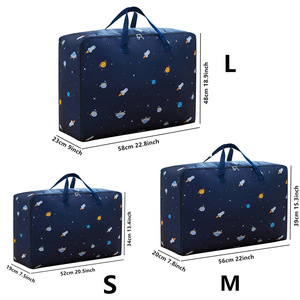 Ensemble de sacs de rangement pour vêtements et couettes, motif fusée bleu foncé, rectangulaires, en polyester, pour déménagement et usage polyvalent - Product Image 4