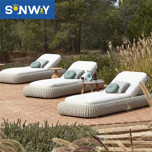 Fornitore cinese piscina sedia a sdraio <span class=keywords><strong>lettini</strong></span> per Patio corda intrecciata mobili da esterno a bordo piscina lettino e ombrellone - Product Image 1