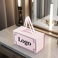 Emballage rose personnalisé, matériaux recyclés écologiques, boîte de rangement pour chaussures et chaussettes avec couvercle magnétique, boîte cadeau en papier avec ruban et poignée
