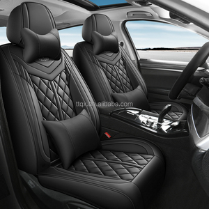 Housses de siège de voiture en cuir noir, entièrement enveloppantes, respirantes, résistantes à l'usure, toutes saisons, pour <span class=keywords><strong>Volkswagen</strong></span> <span class=keywords><strong>Golf</strong></span> Tiguan Polo Passat - Product Image 2